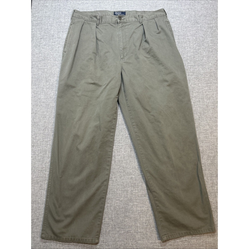 Vintage Polo Ralph Lauren Polo Chino Pants Mens 38x30 Green Relaxed Fit Pleated